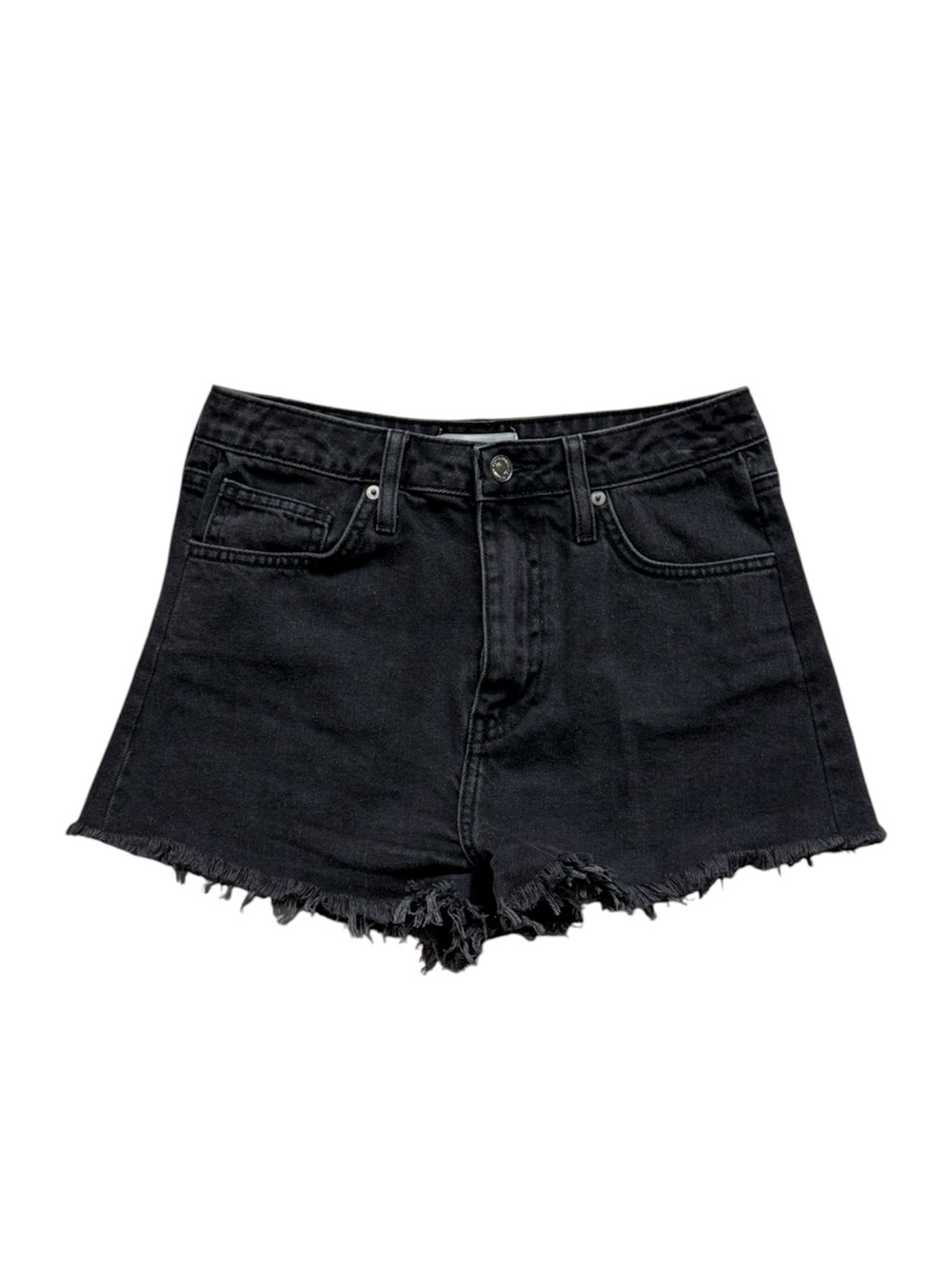 Forever 21 Black High-Rise Frayed Hem Denim Cutoff Shorts